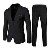 TOOYOU Boys Outfits Spring Autumn Solid Long Sleeve Pants Coat Outfits 2Pc Black Slim Fit Formal Suit Suit Set Size 12-13 Years